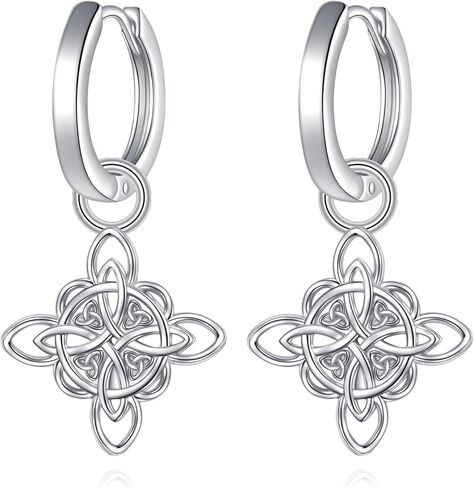 FLYOW 925 Sterling Silver Ireland Jewelry Celtic Claddagh Creole Hoop Earrings Good Luck Irish Gifts for Women Teen Girls in Saudi Arabia
