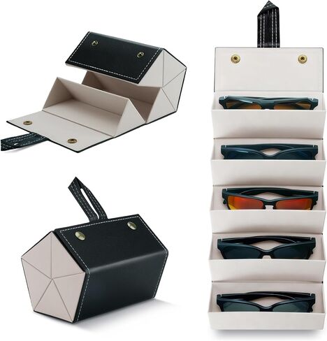 حامل منظم النظارات الشمسية للسفر من DEAFRAIN، حافظة نظارات قابلة للطي، أزواج متعددة لتخزين النظارات المحمولة للنساء والرجال in Kuwait