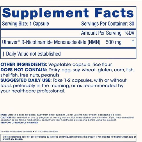 ProHealth NMN Pro 500 (30 كبسولة) تم اختباره سريريًا بواسطة Uthever® NMN. NAD + سلائف للطاقة الخلوية ودعم الميتوكوندريا والشيخوخة الصحية. صُنع في الولايات المتحدة الأمريكية، وتم اختباره ثلاث مرات في المعمل in Saudi Arabia