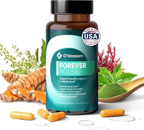 O'blossom Forever Young NAD+ Supplement - Clinically Studied NMN Resveratrol Formula with NADH Supplement - Boosts NAD+ in 14 Days, Supports Healthy Aging, Cognitive Function & Mitochondrial Health in Saudi Arabia