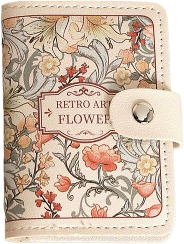 Women's Credit Card Holder – Vintage Floral PU Wallet with 20 Slots for Credit Cards, ID, Passport – Large Capacity Slim Wallet in Saudi Arabia