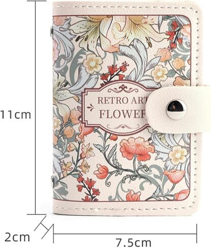 Women's Credit Card Holder – Vintage Floral PU Wallet with 20 Slots for Credit Cards, ID, Passport – Large Capacity Slim Wallet in Saudi Arabia