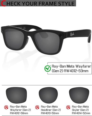 Vonxyz Lenses Replacement for Ray-Ban Wayfarer RW4012 53mm (Gen 2) Smart Glasses - Multiple Options in Saudi Arabia