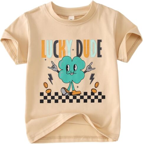 MODNTOGA St. Patrick's Day Crewneck T-Shirt Toddler Boy Shamrock Graphic Lucky Dude Print Shirt Green Clover Pullover Tops in Saudi Arabia