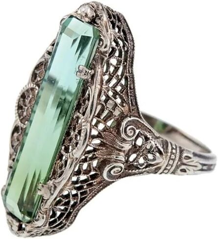 Luxury Lady Hyperbole Vintage Style Rings with Green Cubic Zirconia Party Jewelry in Saudi Arabia