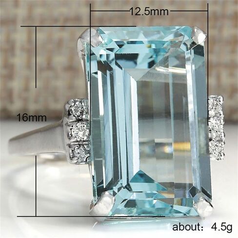 Luxury Geometric Sky Blue Zirconia Rings for Women Fashion Wedding Ceremony Accessories in Saudi Arabia