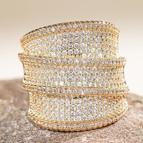 Gorgeous Sparkling Tiny Cubic Zirconia Wide Ring for Women Anniversary Party Jewelry in Saudi Arabia