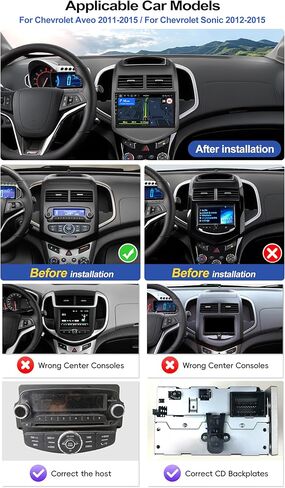 8-Core 4G+64G Car Stereo Radio for Chevy Sonic 2012-2015 Android 13 Head Unit 9" IPS Touchscreen Radio with Wireless CarPlay Android Auto DSP Bluetooth 5.0 GPS Navigation Backup Camera FM Car Audio in Kuwait