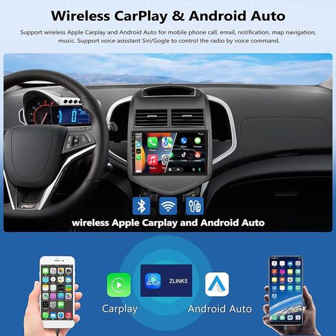 8-Core 4G+64G Car Stereo Radio for Chevy Sonic 2012-2015 Android 13 Head Unit 9" IPS Touchscreen Radio with Wireless CarPlay Android Auto DSP Bluetooth 5.0 GPS Navigation Backup Camera FM Car Audio in Kuwait