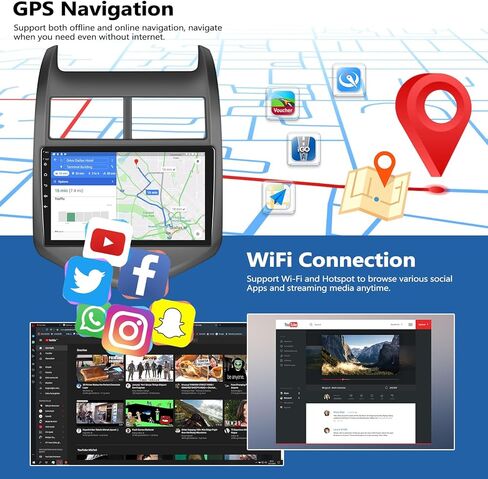 8-Core 4G+64G Car Stereo Radio for Chevy Sonic 2012-2015 Android 13 Head Unit 9" IPS Touchscreen Radio with Wireless CarPlay Android Auto DSP Bluetooth 5.0 GPS Navigation Backup Camera FM Car Audio in Kuwait