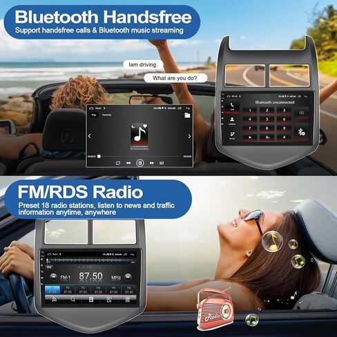 8-Core 4G+64G Car Stereo Radio for Chevy Sonic 2012-2015 Android 13 Head Unit 9" IPS Touchscreen Radio with Wireless CarPlay Android Auto DSP Bluetooth 5.0 GPS Navigation Backup Camera FM Car Audio in Kuwait