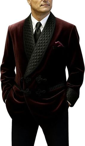 Wedding Attire Men's Double Breasted Smoking Jackets Dinner Party Wear Smoking Jacket Burgundy Velvet Smoking Jackets in Saudi Arabia
