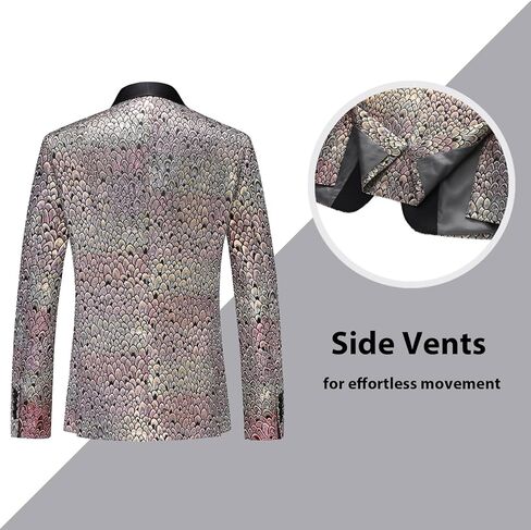 Rogers & Morris Blazer for Men Casual Slim fit Tuxedo Jacket Party Dress Peacock Feathers Patterm Chaqueta in Saudi Arabia