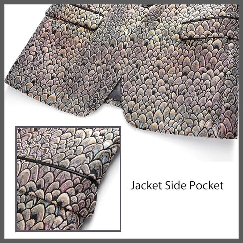Rogers & Morris Blazer for Men Casual Slim fit Tuxedo Jacket Party Dress Peacock Feathers Patterm Chaqueta in Saudi Arabia