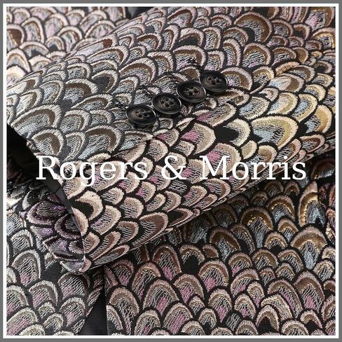 Rogers & Morris Blazer for Men Casual Slim fit Tuxedo Jacket Party Dress Peacock Feathers Patterm Chaqueta in Saudi Arabia