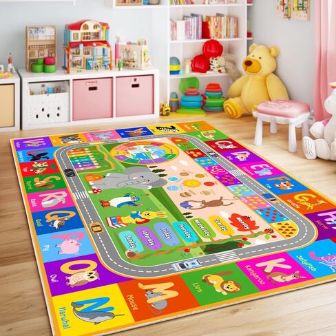 Kids Rugs for Playroom 3' x 4', Playmat for Toddlers Kids Carpet for Classroom Bedroom Floor Play Mat for Kids ABC Rugs for Learning Alphabet, Numbers, Colors, Animal Words and Season in Saudi Arabia