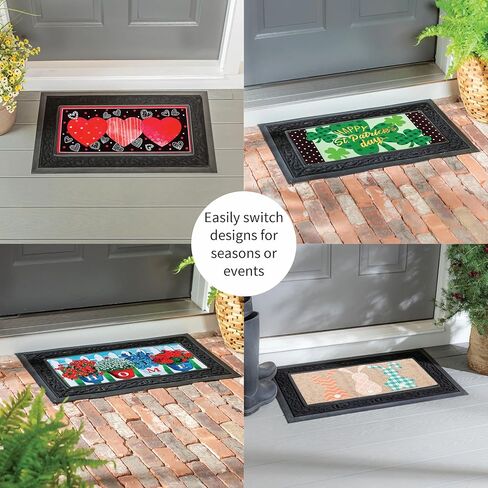 Evergreen Sassafras Spring Holiday Doormat Insert Bundle & Tray Set of 5, Interchangeable Entrance Door mats Indoor and Outdoor Welcome Mat 30 x 18 Tray Non Slip Backing Low Profile in Saudi Arabia