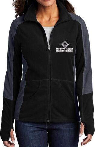 INK STITCH Women L230 Custom Embroidery Logo Texts Color-blocked Fleece Full zip Jackets in Kuwait