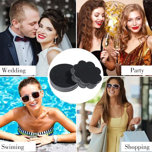 40 Pcs Black Nipple Covers for Women, Disposable Black Pasties Self Adhesive, Invisible Non-Woven Fabric Breathable Breast Cover Stickers (Round, Flower) in Saudi Arabia