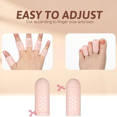 12 Pcs Gel Finger Cots with Air Holes, Breathable Silicone Finger Protectors Fingers Gloves Covers Bandages Thumb Nail Tips Protector Caps for Wound Healing Cracking Arthritis Toe Fingers Pain Relief in Saudi Arabia