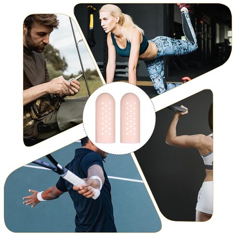 12 Pcs Gel Finger Cots with Air Holes, Breathable Silicone Finger Protectors Fingers Gloves Covers Bandages Thumb Nail Tips Protector Caps for Wound Healing Cracking Arthritis Toe Fingers Pain Relief in Saudi Arabia