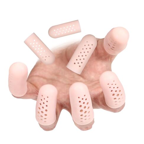 12 Pcs Gel Finger Cots with Air Holes, Breathable Silicone Finger Protectors Fingers Gloves Covers Bandages Thumb Nail Tips Protector Caps for Wound Healing Cracking Arthritis Toe Fingers Pain Relief in Saudi Arabia
