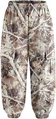 Boy's Camo Joggers Elastic Waist Baggy Cargo Pants Flap Pockets Casual Pants in Saudi Arabia