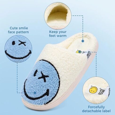 Cute Smiley Face Slippers for Kids Boys Girls Winter Warm Fluffy House Shoes Kids' Fuzzy Slippers with Memory Foam Non-Slip Indoor Outdoor Slip On Funny Unisex Toddler Footwear in Saudi Arabia