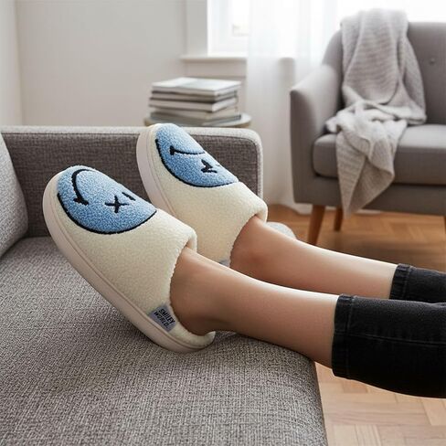 Cute Smiley Face Slippers for Kids Boys Girls Winter Warm Fluffy House Shoes Kids' Fuzzy Slippers with Memory Foam Non-Slip Indoor Outdoor Slip On Funny Unisex Toddler Footwear in Saudi Arabia