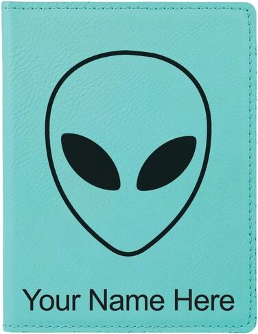 LaserGram Faux Leather Passport Holder, Alien Head, Personalized Engraving Included (Dark Blue) in Saudi Arabia