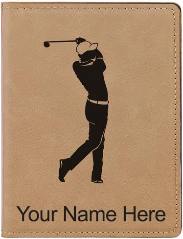 LaserGram Faux Leather Passport Holder, Golfer Golfing, Personalized Engraving Included (Dark Blue) in Saudi Arabia