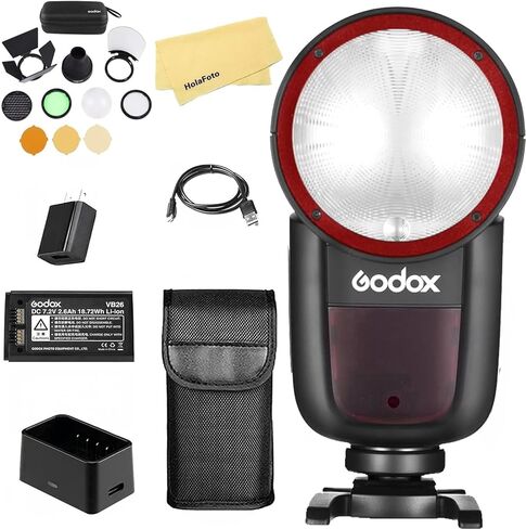 Godox V1 V1-C V1C USA Version Camera Flash with Godox AK-R1 Accessories Kit for Canon Cameras,76Ws 2.4G TTL 1/8000 HSS,480 Full Power Shots,1.5s Recycle Time,2600mAh Li-ion Battery in Saudi Arabia