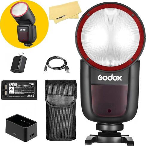 Godox V1 V1-C V1C USA Version Camera Flash with Godox AK-R1 Accessories Kit for Canon Cameras,76Ws 2.4G TTL 1/8000 HSS,480 Full Power Shots,1.5s Recycle Time,2600mAh Li-ion Battery in Saudi Arabia