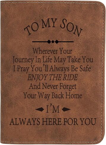 To My Son Gifts, Leather Passport Holder for Men Personalized Engraved Passport Holder,Birthday Christmas Gifts (I WISH YOU SON) in Saudi Arabia