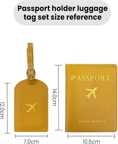 2PCS Passport Holder Set with Luggage Tag for Travel, Passport Cover Protector, Baggage ID Labels Tag with Adjustable Strap, Stylish and Practical, Black in Saudi Arabia