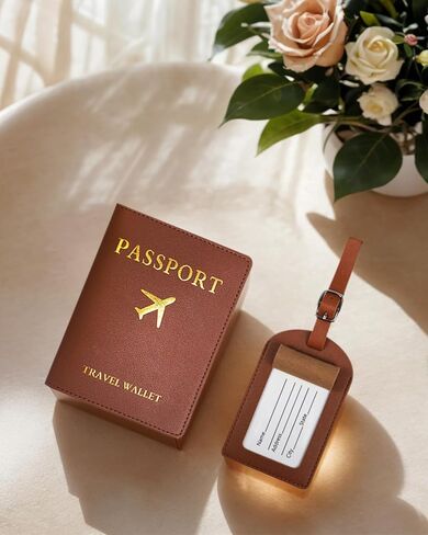 2PCS Passport Holder Set with Luggage Tag for Travel, Passport Cover Protector, Baggage ID Labels Tag with Adjustable Strap, Stylish and Practical, Black in Saudi Arabia