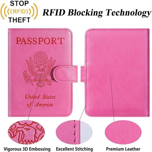 Passport Holder Cover Wallet -Travel Passport Case with 10 Card Slots & ID Window, Waterproof Leather Passport Covers, Travel Accessories(Cherry Red) in Saudi Arabia
