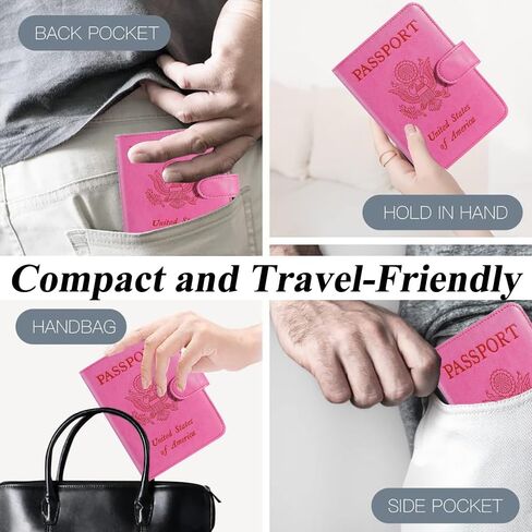 Passport Holder Cover Wallet -Travel Passport Case with 10 Card Slots & ID Window, Waterproof Leather Passport Covers, Travel Accessories(Cherry Red) in Saudi Arabia
