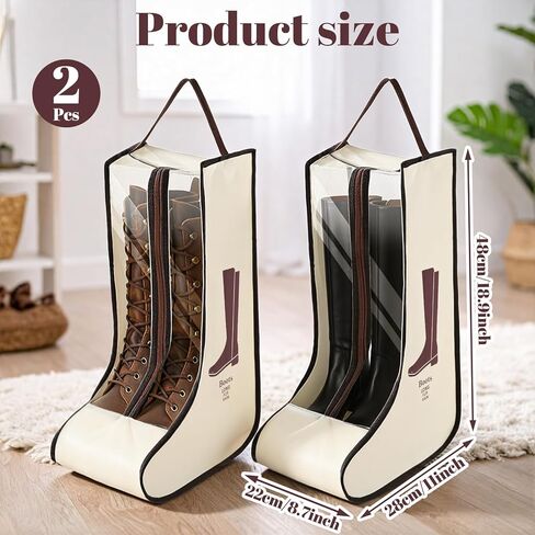 2 Set Boot Bags, Portable Tall Boots Shoe Carry Storage Bag Dust Proof Protector Waterproof Boot Organizer with Handle for Men Women Travel Packing Daily Use Hangable Ski in Saudi Arabia