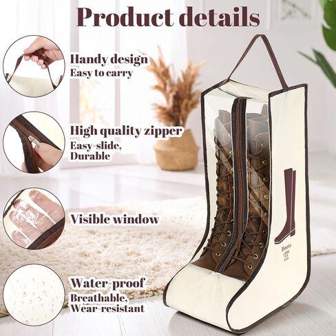 2 Set Boot Bags, Portable Tall Boots Shoe Carry Storage Bag Dust Proof Protector Waterproof Boot Organizer with Handle for Men Women Travel Packing Daily Use Hangable Ski in Saudi Arabia