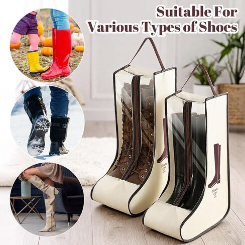2 Set Boot Bags, Portable Tall Boots Shoe Carry Storage Bag Dust Proof Protector Waterproof Boot Organizer with Handle for Men Women Travel Packing Daily Use Hangable Ski in Saudi Arabia