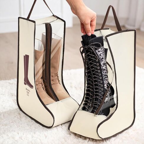 2 Set Boot Bags, Portable Tall Boots Shoe Carry Storage Bag Dust Proof Protector Waterproof Boot Organizer with Handle for Men Women Travel Packing Daily Use Hangable Ski in Saudi Arabia