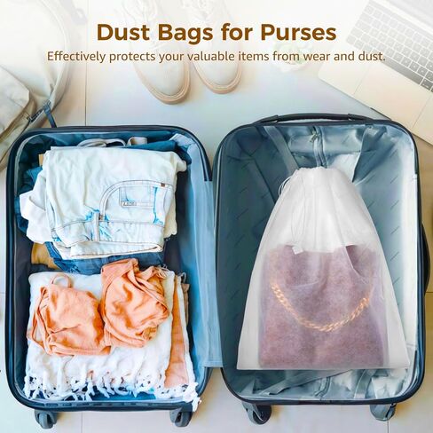 150 قطعة من أكياس الغبار لحقائب اليد والمحافظ، أكياس غبار بمحفظة مقاس 15.7 × 19.7 بوصة للتخزين، أكياس حماية من الغبار غير منسوجة قابلة للتنفس، منظمات تعبئة السفر متعددة الأغراض للأحذية والملابس in Kuwait