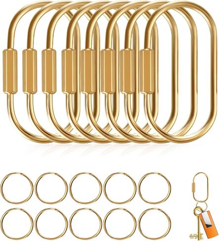 حلقات مفاتيح نحاسية، حامل منظم سلسلة مفاتيح ذهبية للرجال والنساء مع قفل لولبي آمن، حقيبة محفظة لطيفة لحقائب اليد، مشبك حلقة تسلق صغير لمقود الكلاب وعلامات الحيوانات الأليفة (8 عبوات) in Kuwait