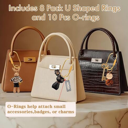 حلقات مفاتيح نحاسية، حامل منظم سلسلة مفاتيح ذهبية للرجال والنساء مع قفل لولبي آمن، حقيبة محفظة لطيفة لحقائب اليد، مشبك حلقة تسلق صغير لمقود الكلاب وعلامات الحيوانات الأليفة (8 عبوات) in Kuwait