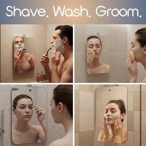 Shower Mirror - Fogless for Shaving & Washing Your Face - Anti-Fog - for Men & Women - Exfoliate, Scrub and Groom Your Face in Saudi Arabia