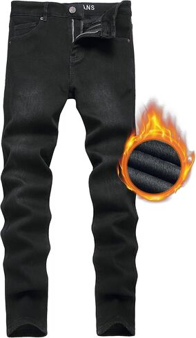 ABSECAI Mens Fleece Lined Pant Winter Warm Skinny Slim Fit Stretch Jeans in Saudi Arabia