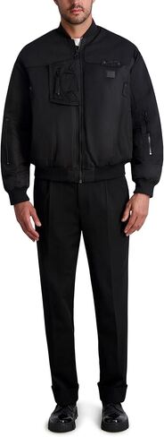 KARL LAGERFELD mens All Over Patches Long Sleeve Solid Bomber Jacket in Saudi Arabia