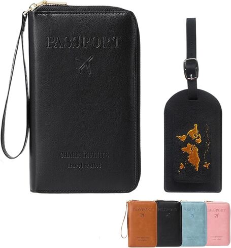 Multi-Functional RFID Passport Wallet Set, Blocking Passport Holder Travel Wallet, Holds Phones, Anti-Theft Protective Case with Multiple Card Pockets for Secure Travel Essentials (Brown) in Saudi Arabia
