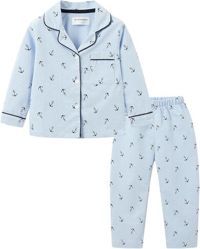 Mud Kingdom Boys Pajamas Set with Notch Collar Anchor Pattern Long Sleeve in Saudi Arabia